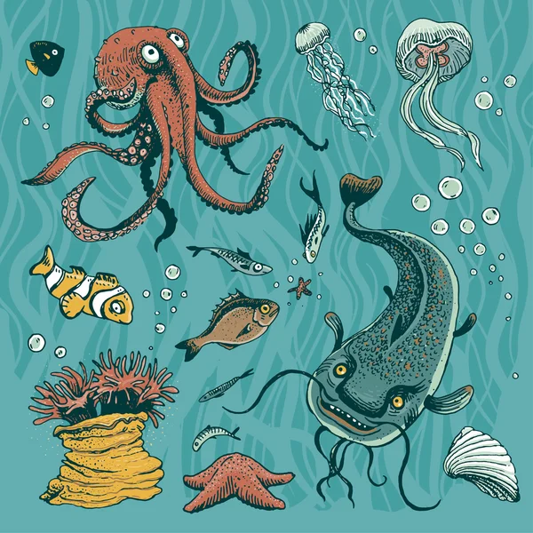 Underwater vector set — Stock Vector