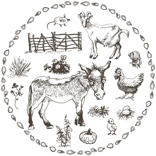 Ensemble animaux de ferme — Image vectorielle