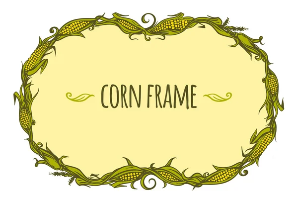 Hand drawn vector oval corn frame — Stock Vector