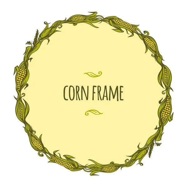 Hand drawn vector round corn frame — Stock Vector