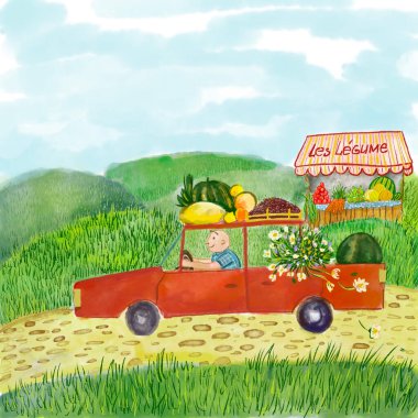 Yaz köyü ve çiçekli sebzeler