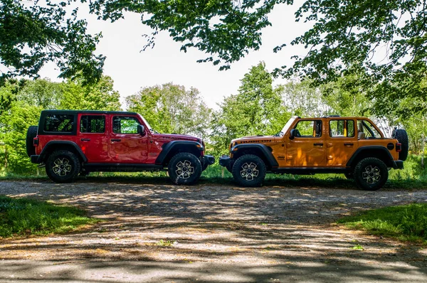 Американский Автомобильный Бренд Jeep Основан 1941 Году Chrysler Джипы Типичные — стоковое фото