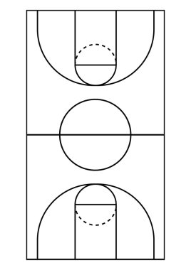 Dikey basketbol mahkeme çizgi vektör