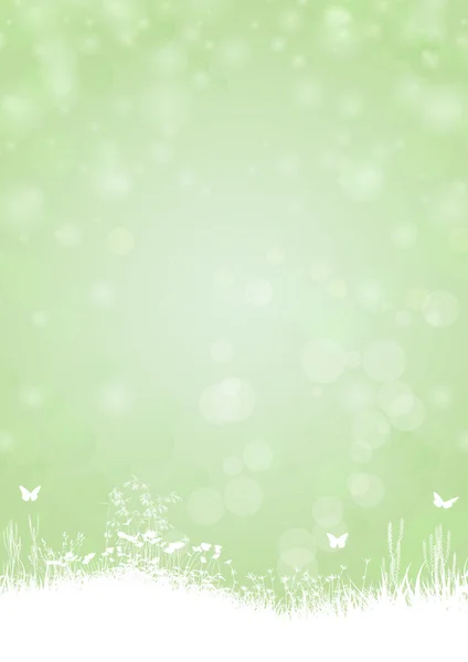 Gradient grünes Papier Hintergrund mit Schmetterling und Pflanzen — Stockvektor