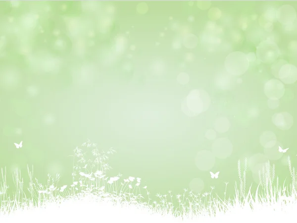 Fundo de papel verde gradiente com borboleta e plantas — Vetor de Stock