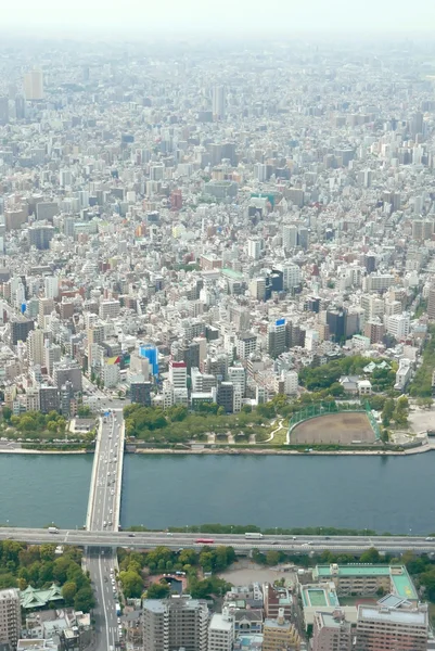 Японія Токіо міський пейзаж будівлі, дорога пташиного польоту — стокове фото