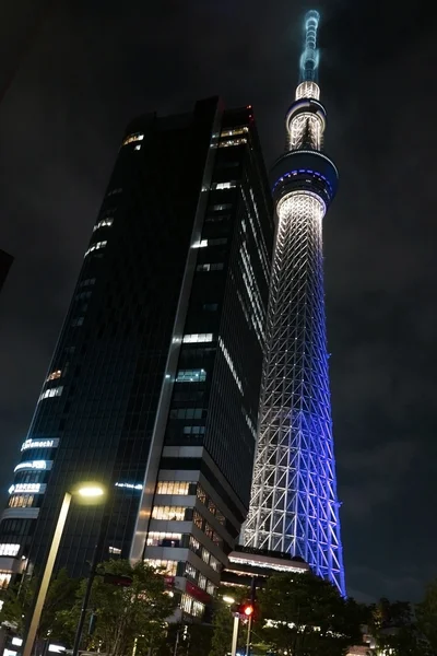 Japan tower, bostadshus, bilfria övergångsstället — Stockfoto
