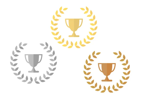 Ouro, Prata, Bronze Award Prize Cup — Vetor de Stock