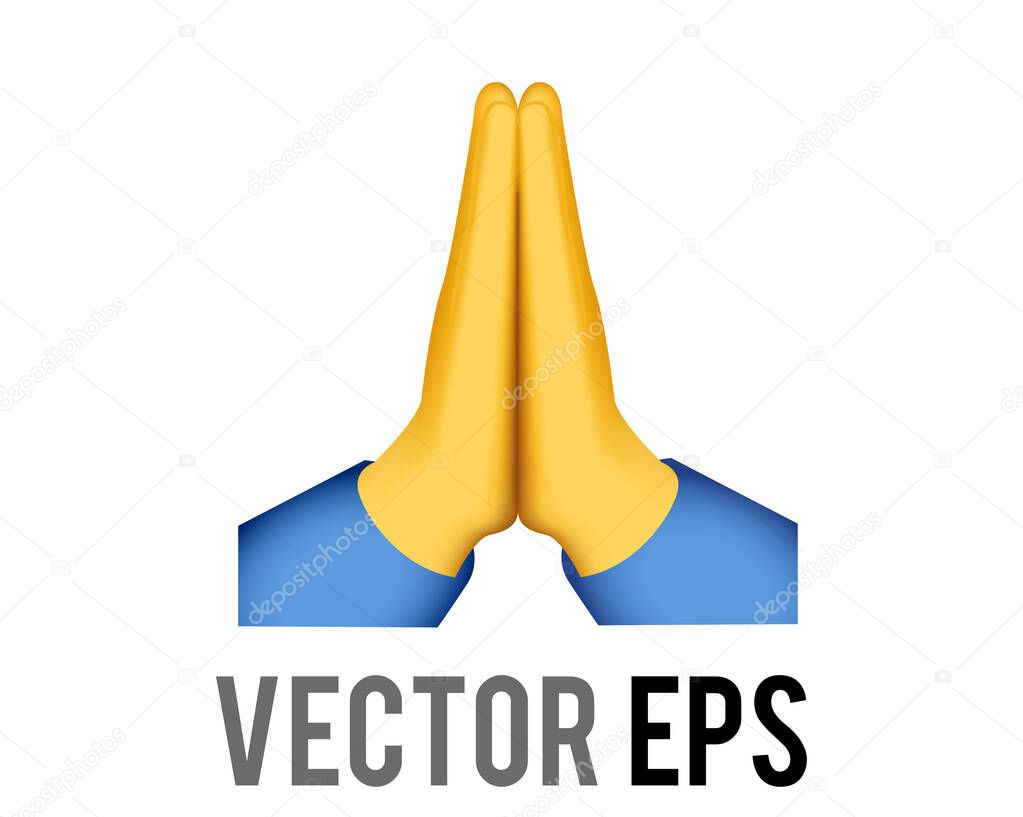 The isolated vector two hands placed together icon, meaning please or thank you in Japanese, Thailand culture, for prayer, using the same gesture as praying hands, high five