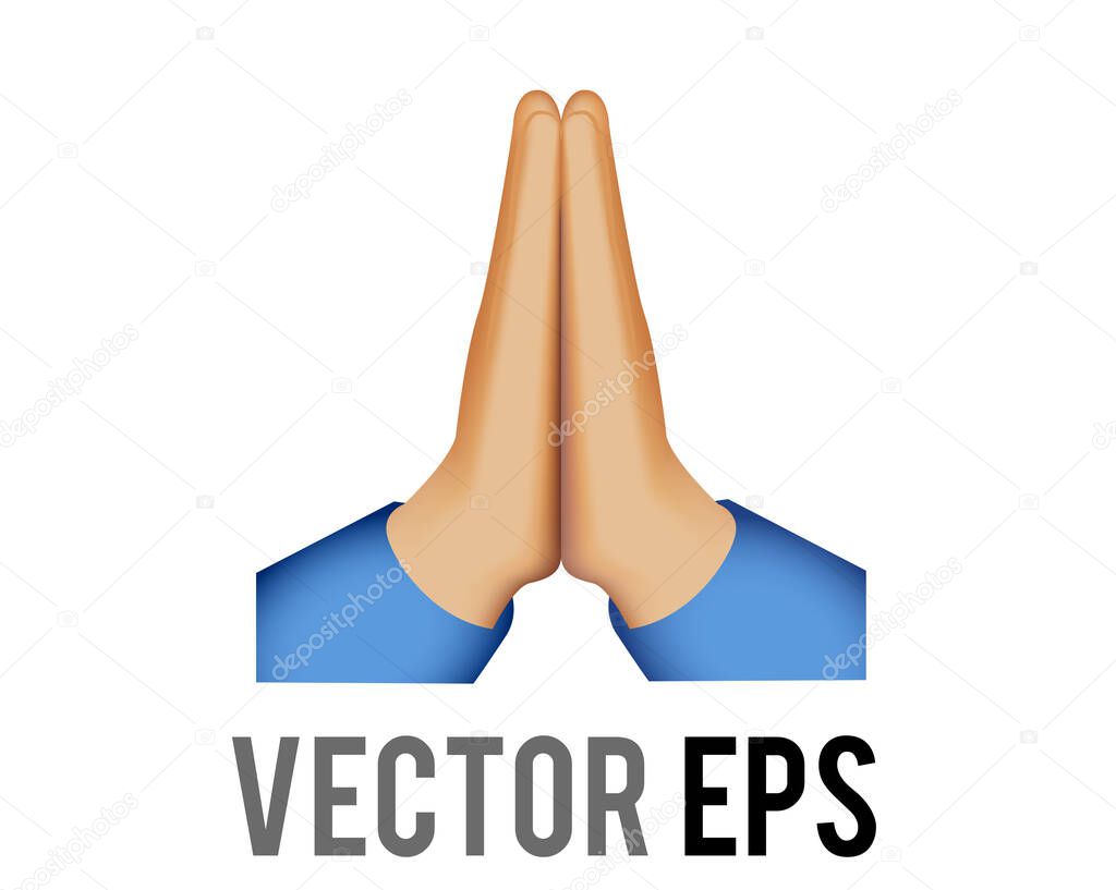The isolated vector two hands placed together icon, meaning please or thank you in Japanese, Thailand culture, for prayer, using the same gesture as praying hands, high five