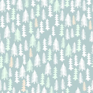 Kusursuz kış vektörü Oliver yeşil arka plan çizilmiş ağaç, dağ deseni