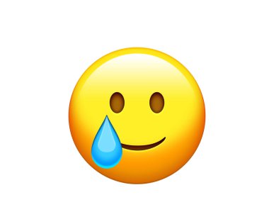 Gözyaşı ikonuyla yalıtılmış sarı, hoş, gülümseyen yüz.
