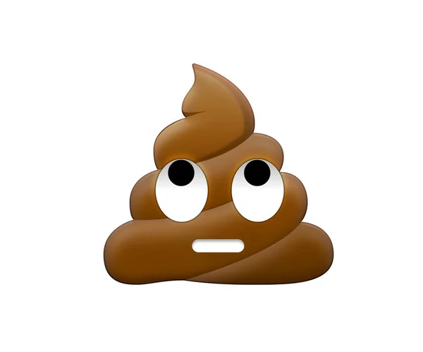 Isolated Brown Depressed Feces Head Eye Mouth Icon Eyes — Stock Photo, Image