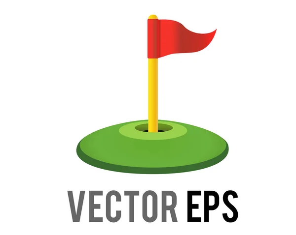 Drapeau Golf Triangulaire Rouge Vecteur Isolé Icône Trou Avec Champ — Image vectorielle