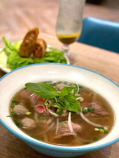 Delicious Vietnamese Food Pho Beef Noodles Vietnam Restaurant Side Dish — Stock Photo, Image