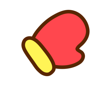 Kırmızı ve sarı renkli çizgi film eldiveni çizimi