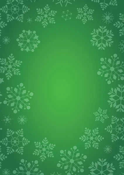 Fondo verde con borde de copos de nieve — Foto de Stock