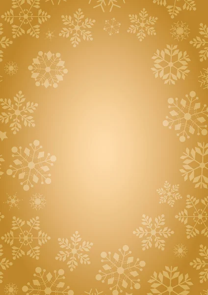 Золотой фон с границей снежинки — стоковое фото