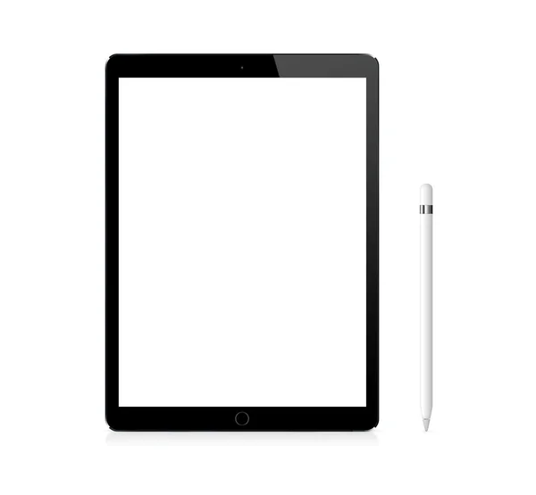 Prata Apple iPad Pro dispositivo portátil com lápis — Fotografia de Stock