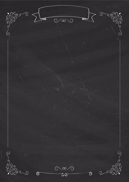 Μαυροπίνακα φόντο με ρετρό κορδέλα και σύνορα — Διανυσματικό Αρχείο