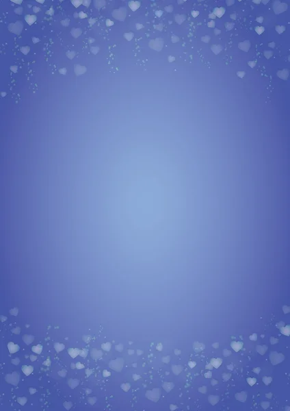 Fond bleu avec en-tête et pied de page coeurs — Image vectorielle