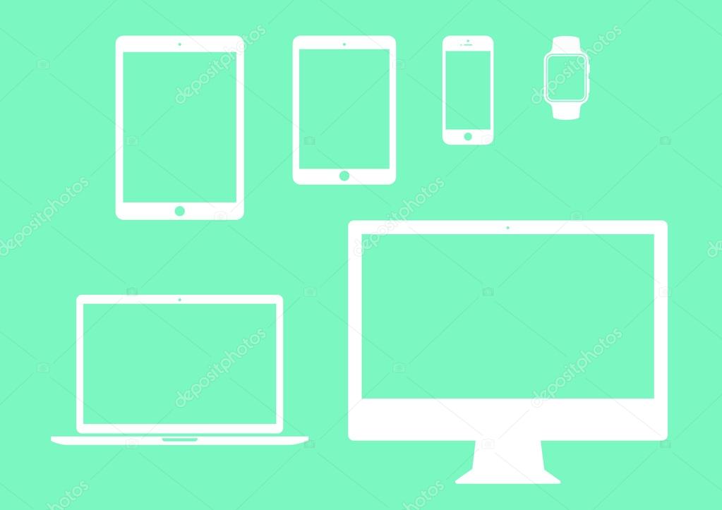mobile, tablet, notebook, computer line icon set 