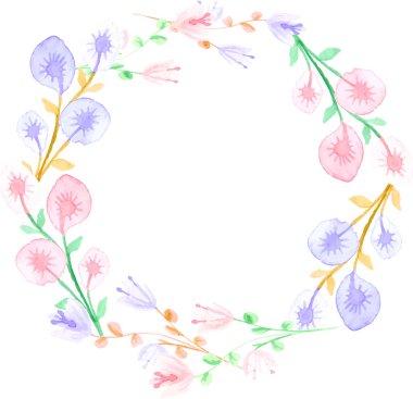 Çiçek Çerçevesi Suluboya el resmi