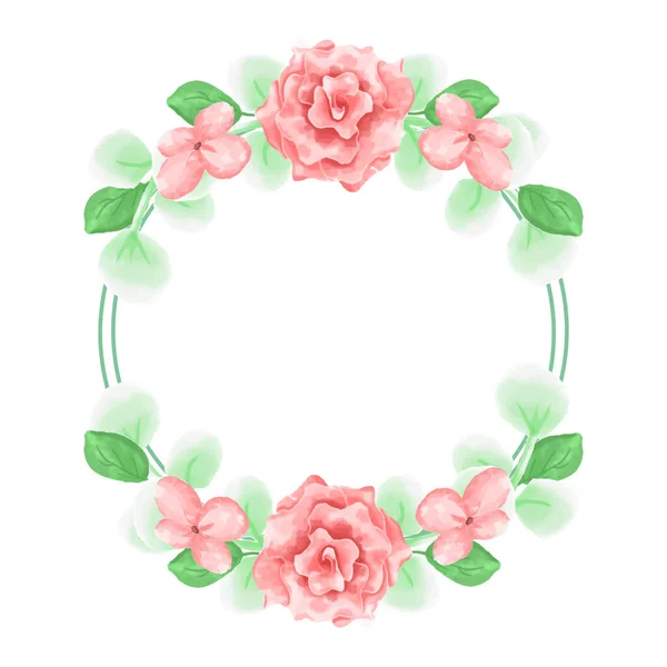 Pink Bloosom Flowers Wreath — Stock Vector