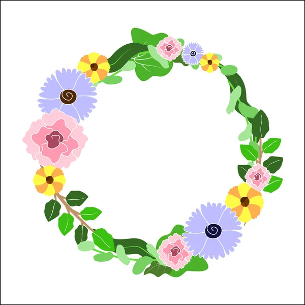 Bunte Blumen Kranz Illustration — Stockvektor