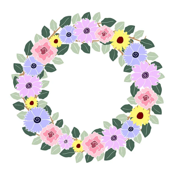 Flower Wreath Watercolor Illustration — Stock Vector