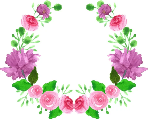 Purple Flower Wreath Watercolor — Stock Vector