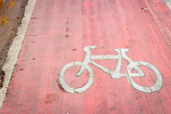 Old red bicycle lane