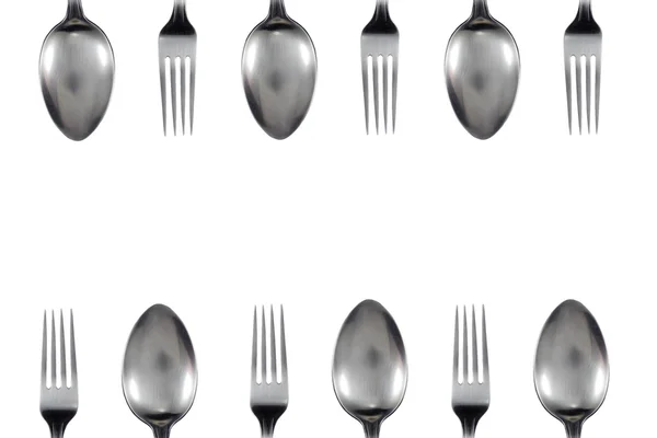 Spoon and fork on white background — Stock Photo, Image