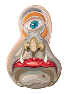 Tek göz uzaylı yaratık çizgi film maskot.