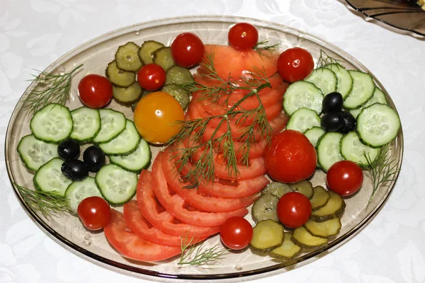 Grønnsaker på tallerken – stockfoto