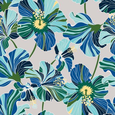 Amfibik çiçekli kusursuz desen vektör illüstrasyonu