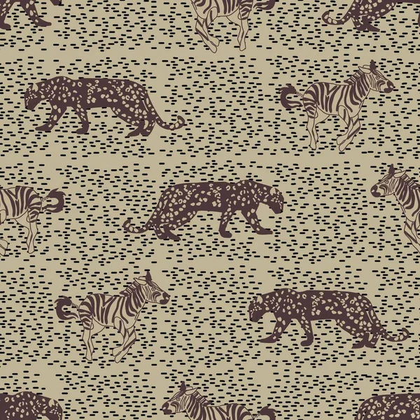 Seamless Pattern Cheetahs Zebras — Stock Vector