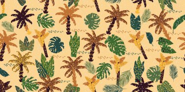 Tropik ağaçlar ve yapraklarla kusursuz bir arkaplan