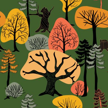 Sonbahar ağaçlarıyla kusursuz desen