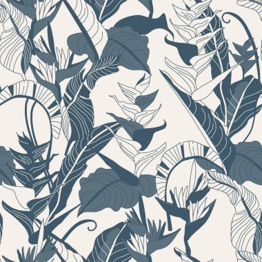 Farklı yapraklarla kusursuz tropikal desen