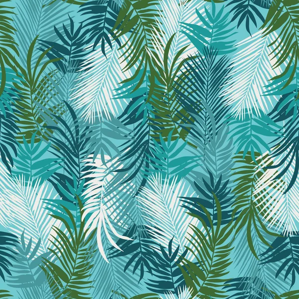 Seamless Tropical Pattern Palm Leaves — Stock Vector