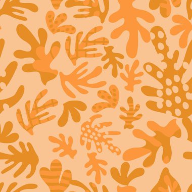 Soyut şekiller ve yapraklarla kusursuz desen