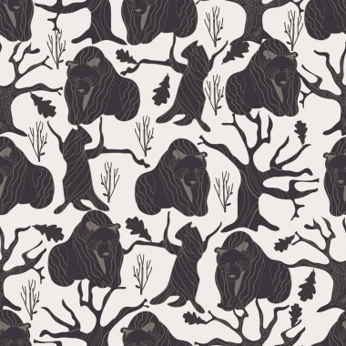 Ayılar ve kış ağaçlarıyla kusursuz desen