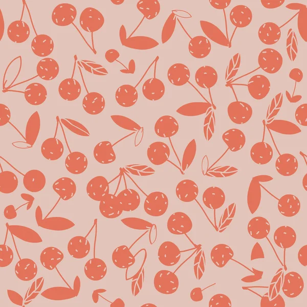 樱桃的无缝水果花纹 — 图库矢量图片