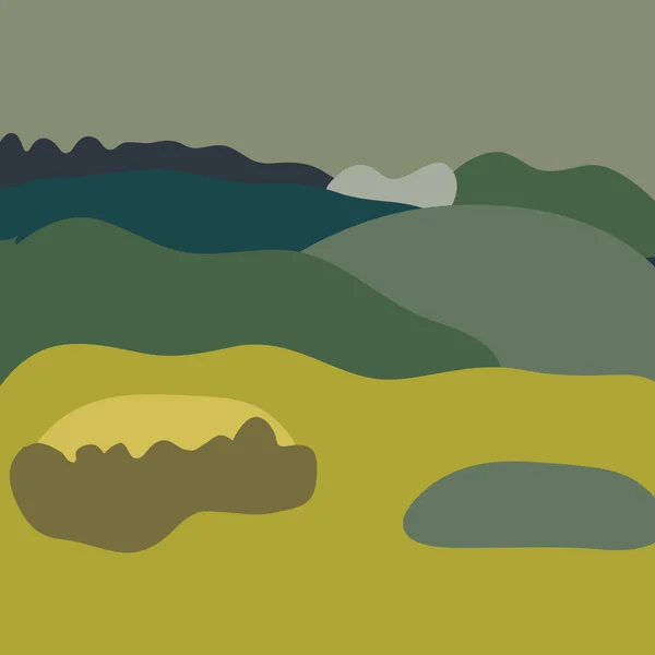 Paisaje Con Colinas Valles — Vector de stock