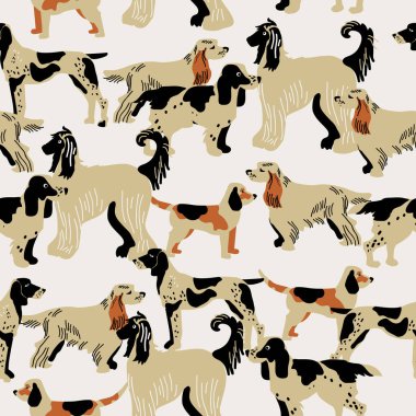 Farklı köpek cinsleriyle kusursuz bir arka plan.