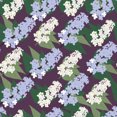 Leylak çalılarının dallarıyla kusursuz desen