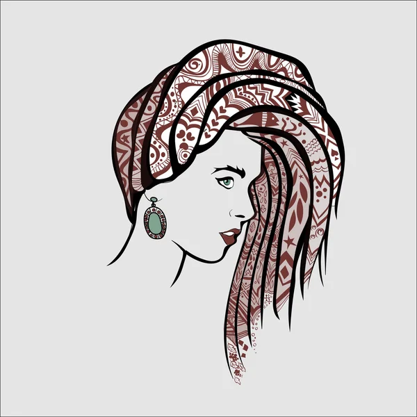 Dívka s abstraktní vlasy — Stockový vektor