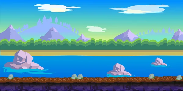 River Game Fondo para la aplicación de juego 2d — Vector de stock