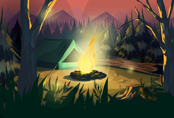 Illustration of a campfire — Stock Vector